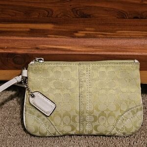 Green Yellow Coach Wristlet Pre-owned